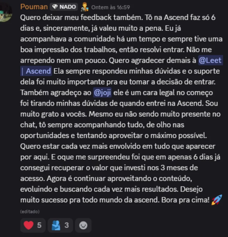 Feedback de membro 30